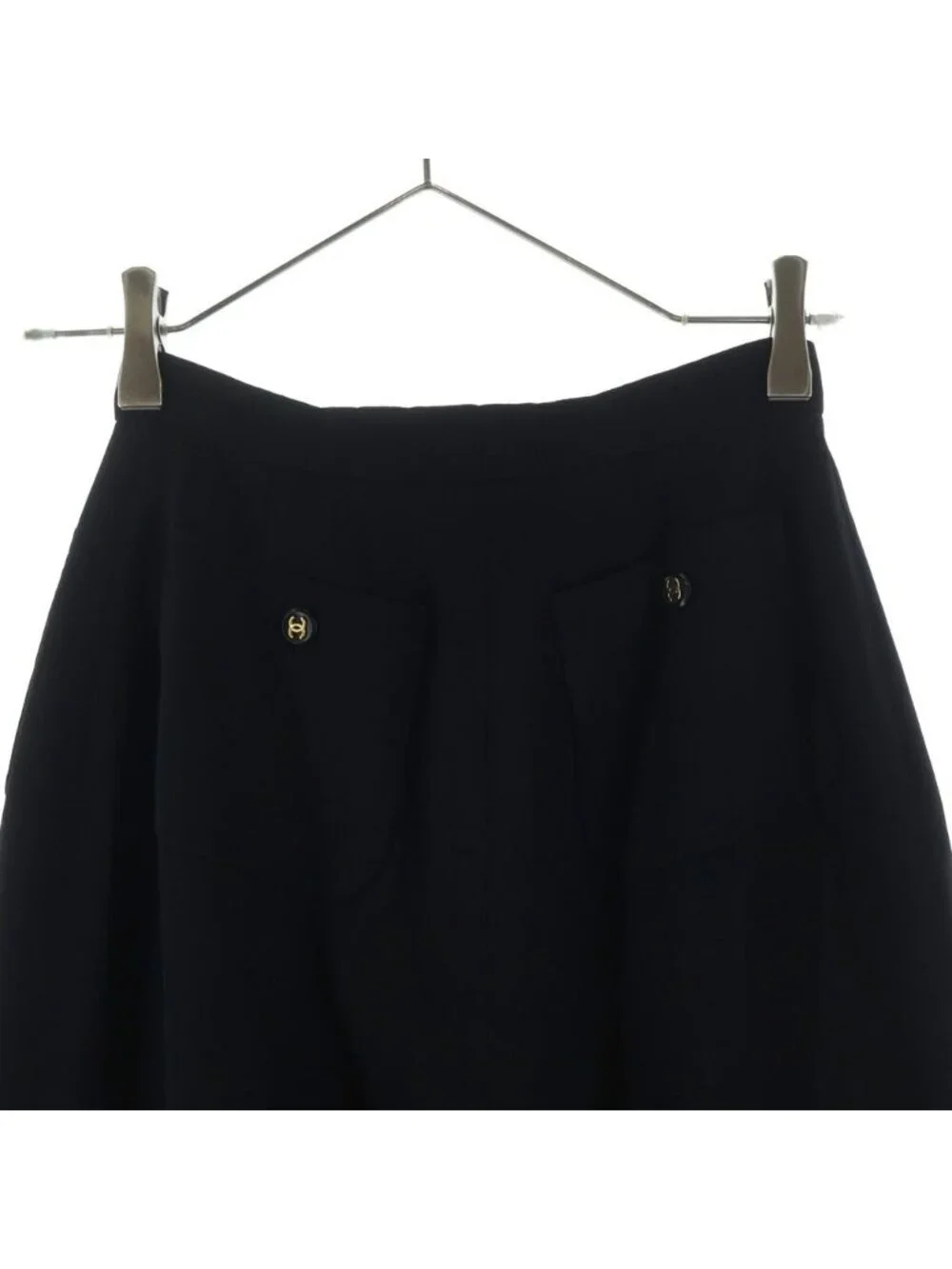 Chanel 95 CC Logo Gold Button Silk Flare Trousers Pants